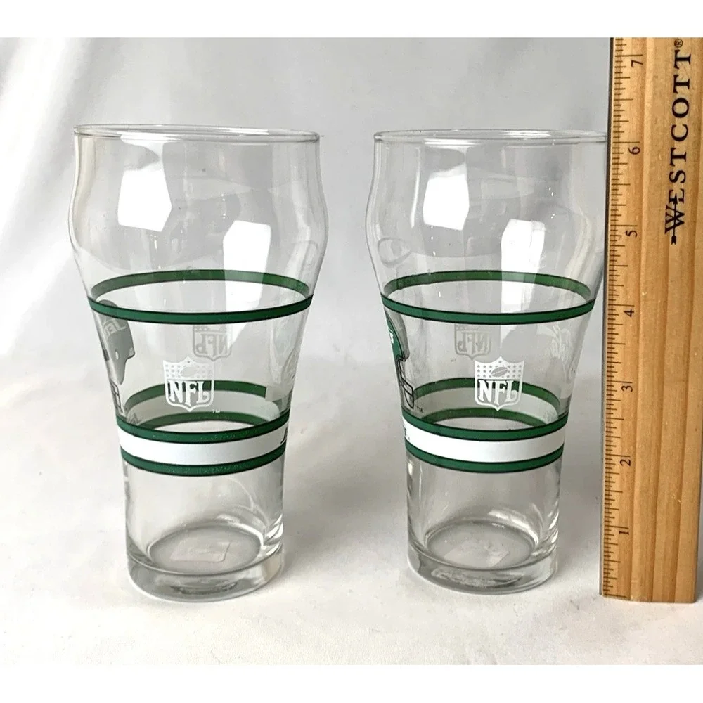New York Jets NFL Drinking Glass Coca Cola Set of 2